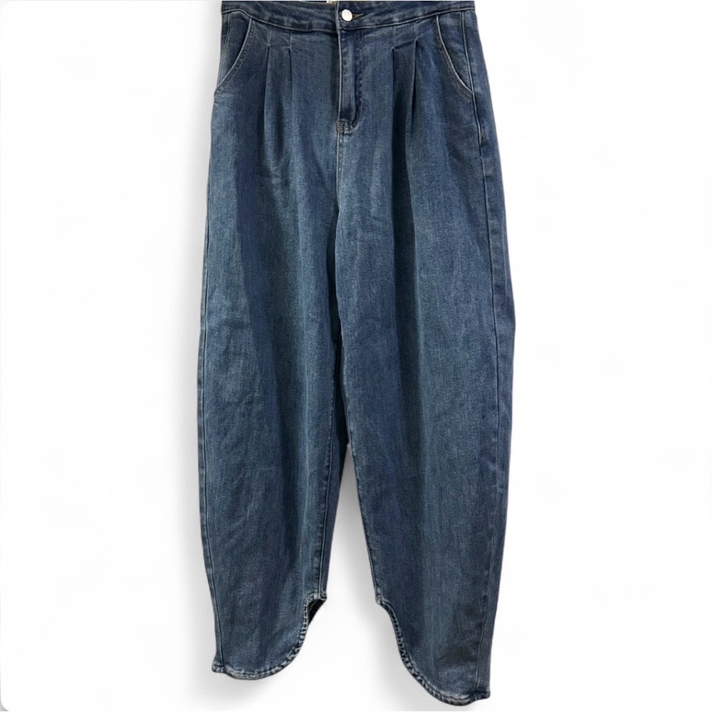 NWT Peekskill Barrel Jeans High Rise Pleated Petal Hem Size S